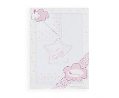 Sábana Cuna Franela Oso Cariñoso Blanco Rosa