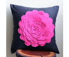 Rosado Cojines Para Cubrir El Sofá, 3D De Fieltro Fucsia Origami Flor Apliques cojín cubre 50x50 cm, Moderno Fundas De Cojines, Gamuza Sintética Funda De Almohada - Hot Pink Rose