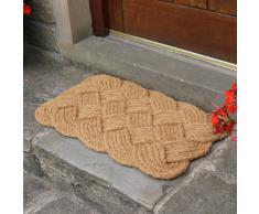 JVL 45 x 75 cm Fibra de Coco Natural Hecha a Mano Interior y Exterior Alfombrilla de diseño con Nudo Cuerda para Puerta, marrón