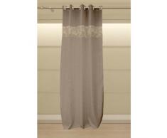 Soleil docre Cortina jacquard y visillo devoré BIRD gris topo