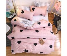 Morbuy Ropa de Cama, 3 Piezas Juego de Ropa de Cama con Funda de Edredón de 1 Microfibra de 2 Funda de Almohada 90% Polyester Diseño de Impresión (150x200CM, Corazon Negro)