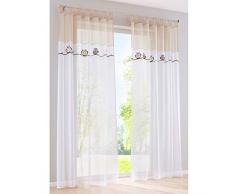 SIMPVALE 2 Paneles Cortinas Visillos con Trabillas Cortina de Búho BordadoTranslúcido para Dormitorio Habitación Balcón Salón, Marrón Claro, 140x225cm
