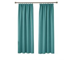Deconovo Cortinas Fruncidas Dormitorio Moderno Blackout Curtain Suave para Ventanas de Habitación Juvenil Juego de 2 Paneles 132 x 214 cm Turquesa