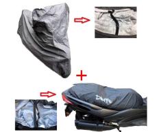 Compatible con Aprilia Amico 50 Business Tela Cubre Moto 232X100X125 CM + Tela CUBRESILLA 110X68 CM Talla L Cobertura FELPATA Impermeable ANTIRAÑOS Universal para Moto Scooter MAXISCOOTER