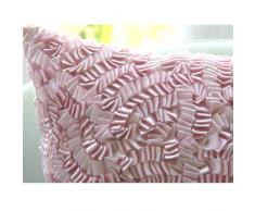 Pink Paradise - Decorativa Funda de Cojin 50 x 50 cm, Square Pink Seda Bordado con Cinta de Raso