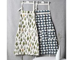 cosanter Lino Delantal de cocina algodón Patrón Babero Delantal Hoteles Delantal Delantal para mujeres adultos, lino, 03#, 80 x 70 cm