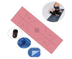 Fansu Toalla de Yoga Antideslizante, Esterilla de Yoga para Viajes Plegable Secado para Caliente Yoga Secado Rápido Toalla Microfibra Pilates Ejercicios de Piso (185cm*63cm,Rosado)