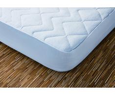 Protector de colchón acolchado. 100% algodón. Reversible. (Blanco 135x190 cm)