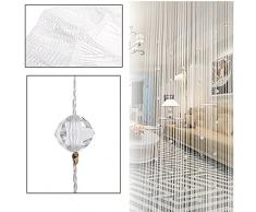 Gosear Decoracion Cortinas Flecos de Cuentas, Imitación Cristal Borla de la Cortina Hilos de Secuencia de Cuentas para Puerta Exterior Casa Decor Divisor biombos separadores (1 x 2M, Blanco)