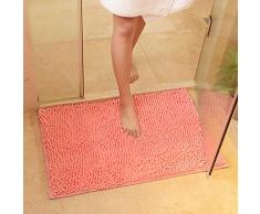 ele ELEOPTION Suave Shag Alfombra de baño Alfombra Cocina Puerta Puerta Pies Estera Tira Antideslizante Absorbente Felpudo Alfombras de baño Ducha Alfombra Peluda - 60 x 90 cm, Rosado