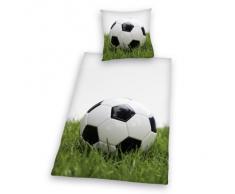 Herding 445989050 - Juego de funda nórdica y funda de almohada de linón con diseño de pelota de fútbol, 135 x 200 y 80 x 80 cm