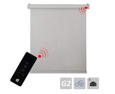 H - Estor para protección Solar y oscurecimiento eléctrico con Motor de batería rápido, Color: Gris 5%, cojinetes de sujeción para la fijación a Las Hojas de la Ventana sin taladrar