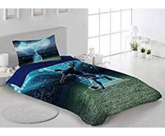 Dhestia Juego De Funda Nórdica Infantil Reversible + F, CojÃn 70X50 Cmts, 100% Algodón, Duvet Set Fútbol Champions (150X260 Cm (Cama 90 Cm), Multicolor, 150 X 260 Cm