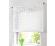 SIMPVALE - 1 Pieza Persiana Romana Cortina de Poliéster - Diseño Hueco - para Cocina, Balcón, Baño - Blanco - 100x140cm