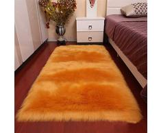 Insun Alfombras de Pelo Largo Alfombra de imitación de Piel de Cordero Mullida Alfombra Rectangular para Salón Dormitorio Sofá Silla Cojín Naranja 80x160cm