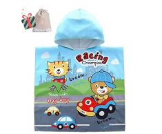 Fansu Dinosaurio Toalla con Capucha de Playa para Niños, Toalla de Baño Poncho Microfibra Albornoz Suave Manta de Natación Toalla Deportiva (66 * 65CM,K)