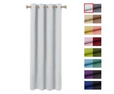 PONY DANCE Cortinas Blancas Gris Modernas Termicas Aislantes con Ollaos/Telas Cortas para Ventana Habitacion Mosquiteras para Puerta, 1 Unidad, 140 x 180 cm (An x L)