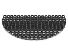 Felpudo DOMINO extremadamente robusto de 100% caucho 50 x 80 cm. Para uso exterior. 23 mm. Forma de media luna. Resistente a las heladas. De color negro.
