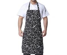 TRIXES Delantal Largo Cocinero Peculiar Diseño Negro - Delantal Cocinero - para Cocinar/Hornear/Asar/Barbacoa - Cierre de Corbata - Delantal Modelado del Cocinero
