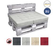 Beautissu Eco Elements Cojín Asiento para palés Acolchados Tapicerias In/Outdoor Europalés 120x80x15cm Gris Claro