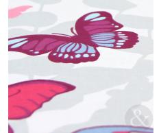 Just Contempo - Juego de Funda nórdica y Funda de Almohada (algodón), diseño de Mariposas, Mezcla de algodón, Pink (White Purple Teal), Funda de edredón Doble King Size