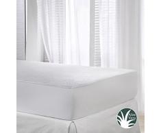 Protector Rizo impermeable para colchon de 105x190/200. Rizo algodón 100% con tratamiento de Aloe Vera