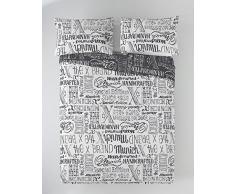 Munich Jet Grey Funda Nórdica, Algodón, Gris, Blanco, 135 cm
