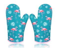 AYADA Manopla Horno para Cocina, Oven Gloves Guantes de Cocina Guantes Horno Dobles Resistente al Calor Guantes Cocina Profesional Manopla Doble Horno Guante de Cocina Flamenco 1 Par (Verde)