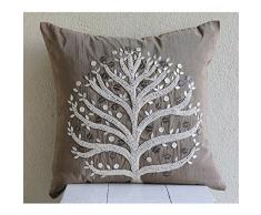 Marrón Fundas De Almohada, Árbol De Perlas Cubierta De Almohadas, 40x40 cm Fundas De Cojines, Sedala Seda Almohadas Fundas Para El Sofá, Contemporáneo Cubierta De Cojines Decorativos - Fortune Tree