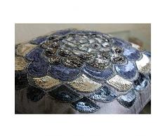 Plata Cojines Cubren, Lentejuelas Y Cuentas De La Flor Medallón Cojines Cubren, 35x35 cm Cubierta De Almohadas, Cuadrado Sedala Seda Fundas De Almohada -Silver WildFlower