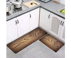 Insun Alfombras para Cocina Baño Moderna Absorción de Agua Felpudo Lavable a Máquina Antideslizantes Patrón de Madera Rústica Estilo 6 40x60cm