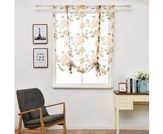 SIMPVALE 1 Pieza Cortina Impresión de Flores Translúcido Persianas Romanas Visillo Bolsillo de Barra pour Cocina Balcón Dormitorio, 60cm x 120cm, 001# Amarillo