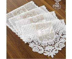 Camino de Mesa, Romántico Mantel Encaje Floral Bordado Hotel Hogar Fiesta Decorativo Comedor Práctico Ropa Resistente Fácil Limpieza - Blanco, 30 150cm