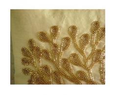The Gold Tree - Decorativa Funda de Cojin 40 x 40 cm, Square Oro Seda Cuentas Bordado