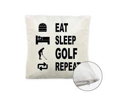 Mygoodprice Eat Sleep Golf - Cojín de Forro Polar (40 x 40 cm)