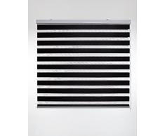 Blindecor Vela - Estor enrollable doble tejido, noche y día, color negro, 120 x 180 cm