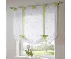 SIMPVALE - Cortina de Gasa elevable con Cintas y Lazos, Verde, 140cm (Anchura) x140cm (Longitud)