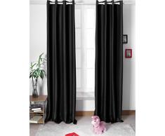 Songmics 1 pieza de Cortina opaca con ojales 145 x 245 cm Negro LRB245H