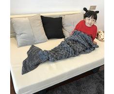 Manta para sofá (tejido de punto), diseño con cola de sirena para todas las estacionales para adulto y niño., acrílico, Purple 2, 55.1x27.5