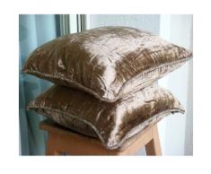 Choco Shimmer - Decorativa Funda de Cojin 66 x 66 cm, Square Brown Terciopelo Frontera de Cuentas Hecho A Mano