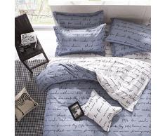 Funda de edredón, Morbuy 3PC Moda Simple 135 x 200 cm Conjunto de Ropa de Cama de Poliéster Suave de Microfibra Cremallera Funda de Almohada Conjunto Conjunto de Edredón Cubierta (Letra de amor gris)