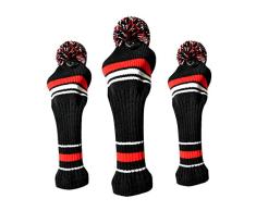 Cubresillas de golf de madera de punto, Noir + Rouge, talla abierta