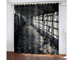 LOVEKKK Blackout Curtain Casa en ruinas Cortina Ocultante con 8 Ojales Suave para Ventanas de Habitación Infantil, 100% Poliéster, 2 Piezas 140x175cm(An x Al)