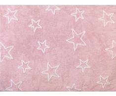 Aratextil. Alfombra Infantil 100% Algodón lavable en lavadora Colección Estrella Rosa 120x160 cms