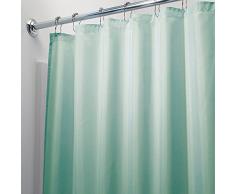 InterDesign Poly SC/Liner Cortina de baño de tela, Cortina impermeable con dobladillo reforzado, Cortina de ducha lavable a máquina, 183,0 cm x 183,0 cm, Poliéster aguamarina