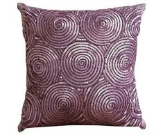 Púrpura Fundas De Cojines, Espiral Púrpura De Las Lentejuelas Antiguo Cubierta De Almohadas, fundas de almohada 40x40 cm, Cuadrado Sedala Seda Almohadas Fundas Para El Sofá - Purple Touch