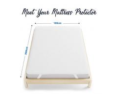 Cubre Colchon 180 x 200 cm Impermeable con 4 Esquinas Elásticas - Funda Impermeable 180 x 200 - Cubrecolchon de Algodon Transpirable - Protector de Colchón para Cama Adultos y de Niños - Fundas