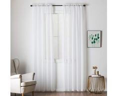 MIULEE Cortinas Poliéster Translucida de Dormitorio Moderno Ventana Visillos Salon para Sala Cuarto Dormitorio Comedor Salon Cocina Salón de 2 Unidades 140 x 260cm Blanco