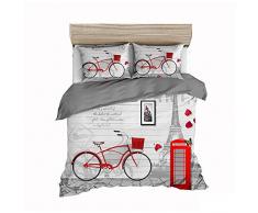 Fansu Juego de Ropa de Cama 3 Piezas Poliéster Microfibra3D CiudadJuego de Fundas de Edredón Incluye 1 Funda Nórdicay 2 Funda de Almohada (Cama 135/140-180x220cm,Bicicleta)