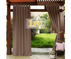 PONY DANCE Cortinas Largas Salon Modernas - Cortinas Exterior Impermeable Gruesas Moka 1 Unidad, 132 x 243 cm (An x Al) / Tela Termicas Aislantes Insonorizantes Dormitorio Ventana Puerta